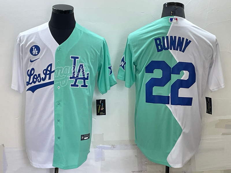 Men's Los Angeles Dodgers Bad Bunny White/Green Alternate Game Jersey baseball jersey product view 1