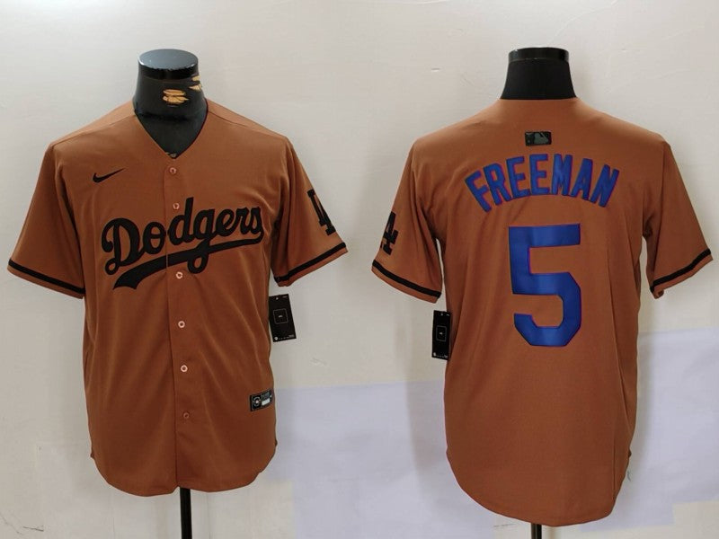 Men's Los Angeles Dodgers Freddie Freeman Brown Game Player Jersey baseball jersey product view 1