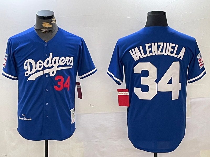 Men's Los Angeles Dodgers Fernando Valenzuela Royal 1981 World Series Baseball Jersey baseball jersey product view 1
