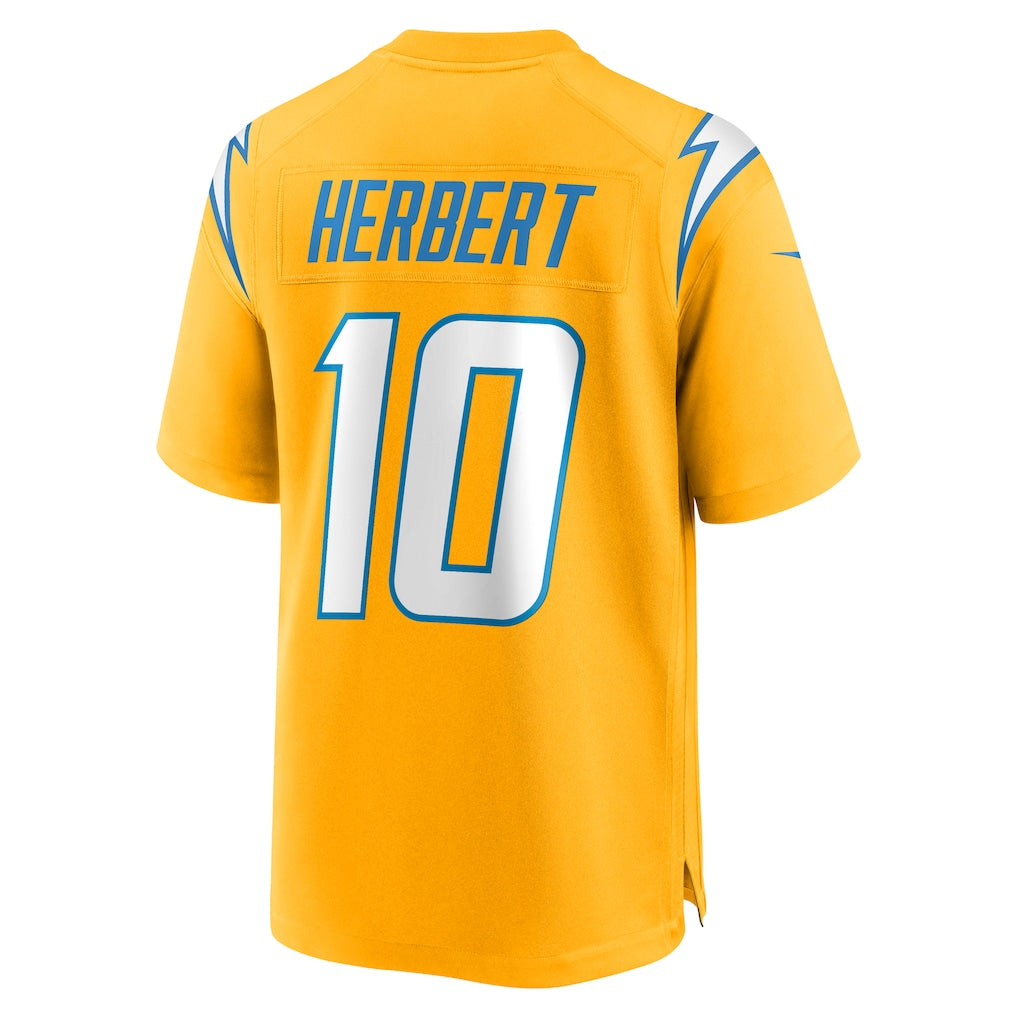 LA.Chargers #10 Justin Herbert Gold Alternate Charger Power Game Player Jersey football jersey product view 1