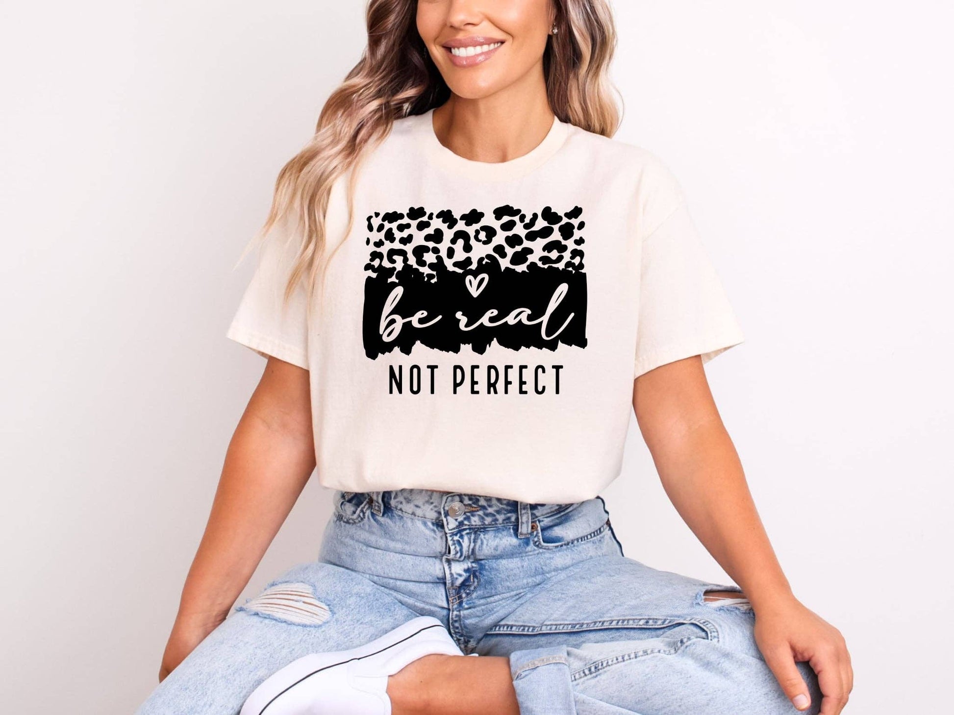 Christian Be Real Not Perfect Leopard Bella Graphic Tee Unisex T-shirt, Sweatshirt, Hoodie, Long Sleeve Tee - T-Shirt, Sweatshirt, Hoodie