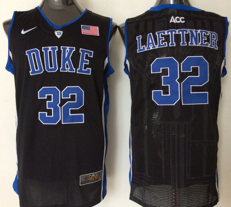 Men's Duke Blue Devils Christian Laettner Black Player Jersey sports jersey product view 1