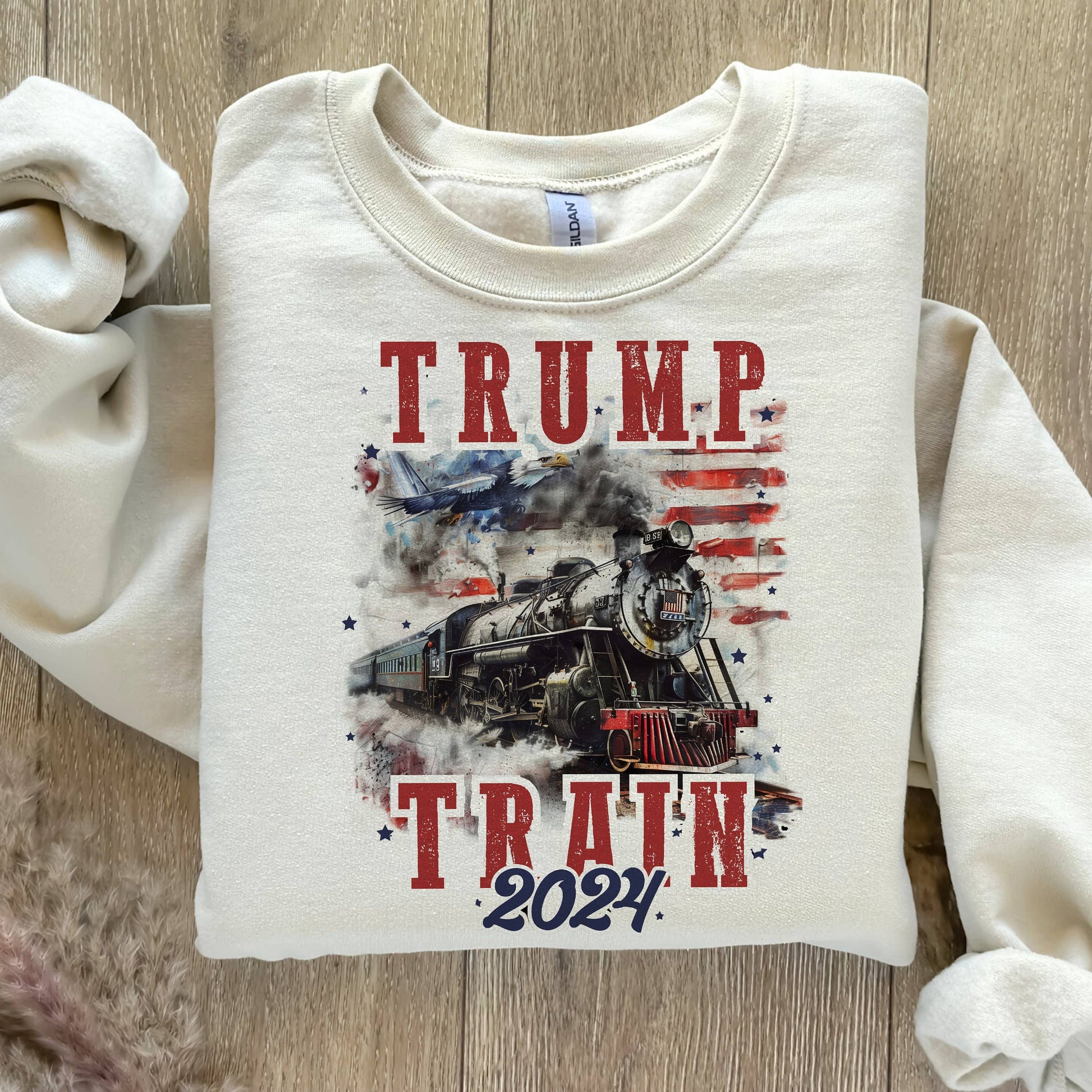 Trump Train 2024 Sweatshirt - American 4th of July Apparel Unisex T-shirt, Sweatshirt, Hoodie, Long Sleeve Tee - T-Shirt, Sweatshirt, Hoodie