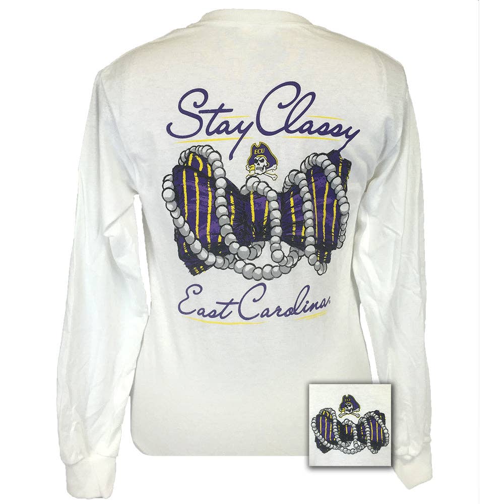 East Carolina Stay Classy White Long Sleeve Unisex T-shirt, Sweatshirt, Hoodie, Long Sleeve Tee - T-Shirt, Sweatshirt, Hoodie