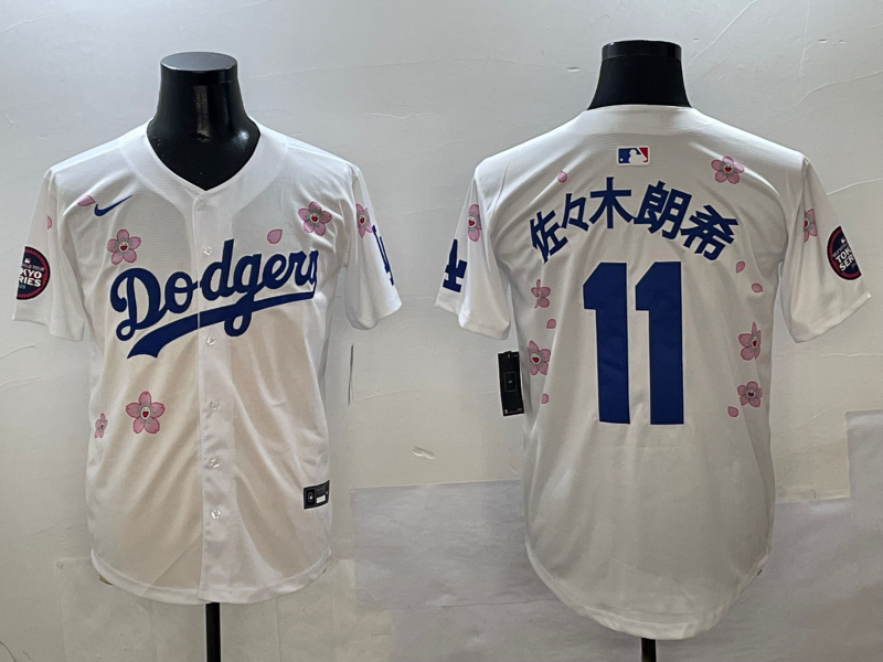 Men's Los Angeles Dodgers Roki Sasaki White Game Jersey baseball jersey product view 1