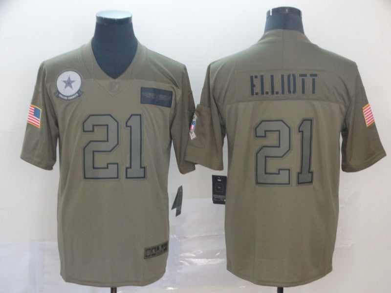 Men's Dallas Cowboys Ezekiel Elliott #21 Brown Game Jersey1 football jersey product view 1