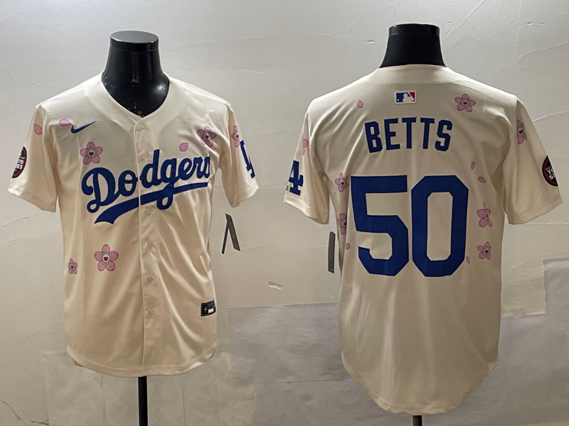Men's Los Angeles Dodgers Mookie Betts Cream Replica Player Jersey baseball jersey product view 1