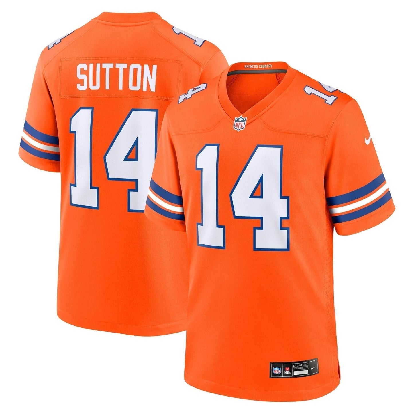 Courtland Sutton Denver Broncos Mile High Collection 1977 Throwback Game Jersey - Orange football jersey product view 1