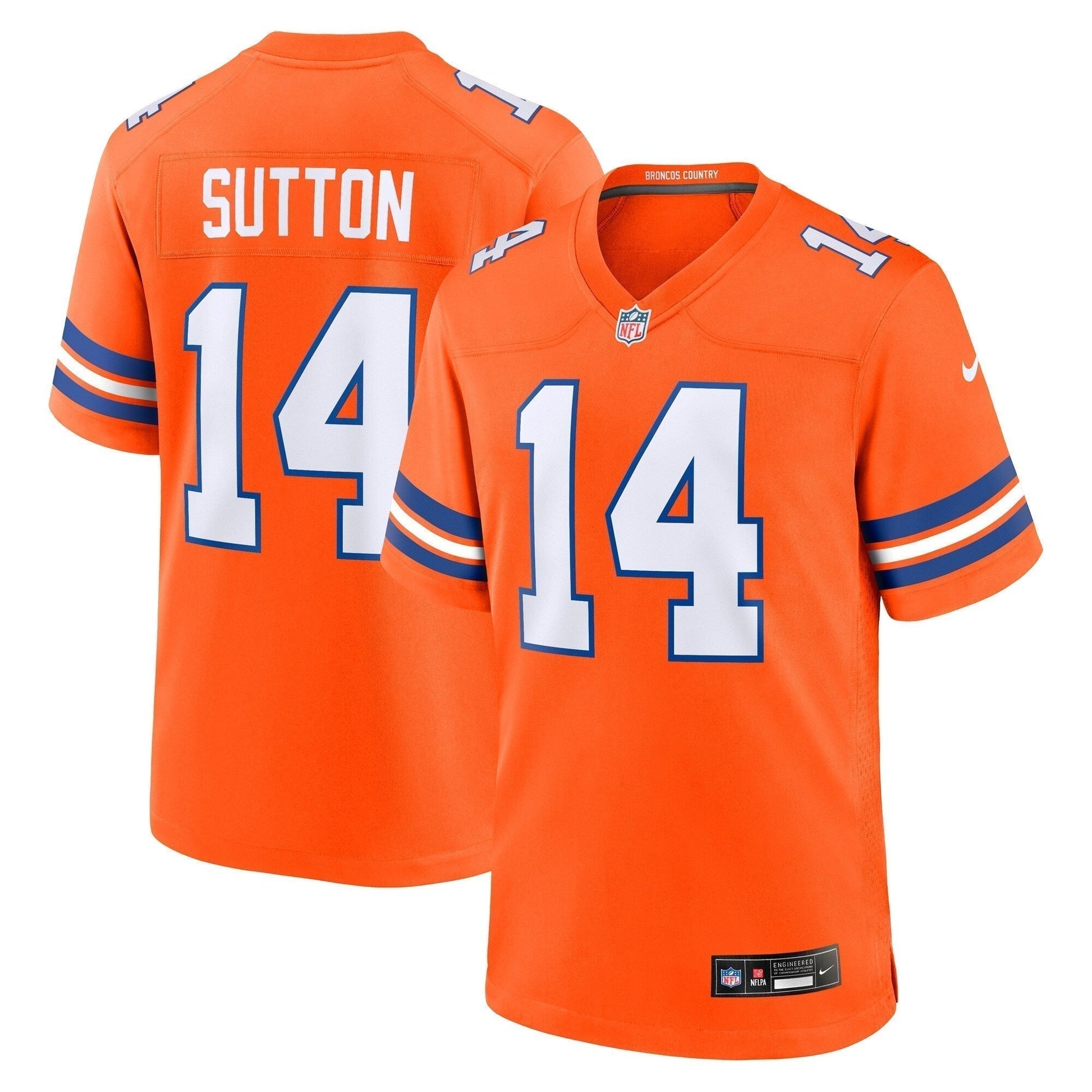 Courtland Sutton Denver Broncos Mile High Collection 1977 Throwback Game Jersey - Orange football jersey product view 1