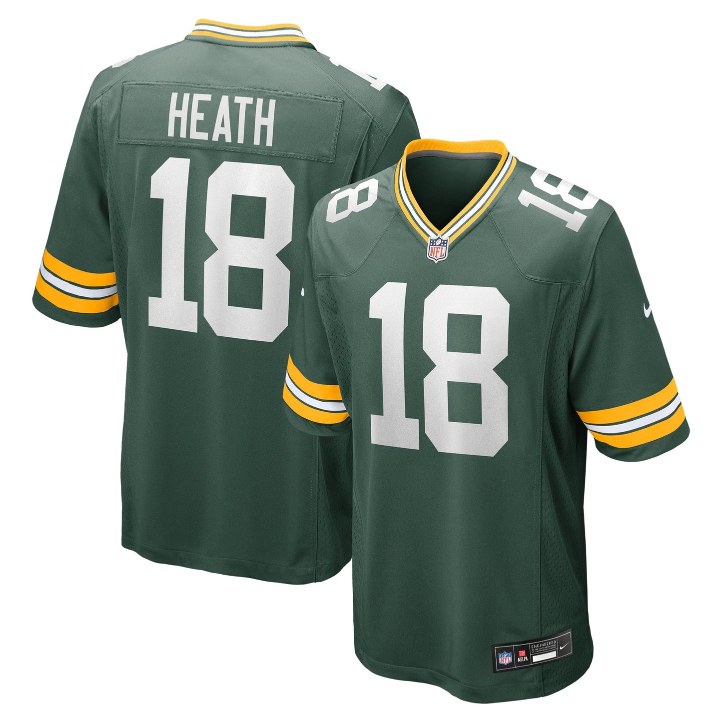 Green Bay Packers Malik Heath Green Game Jersey football jersey product view 1