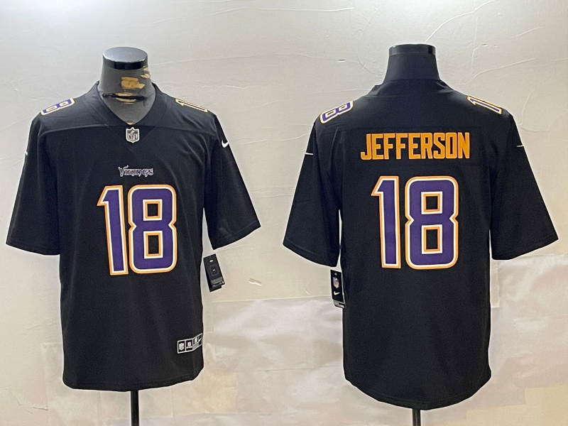 Men's Minnesota Vikings Justin Jefferson Black Fashion Game Jersey football jersey product view 1