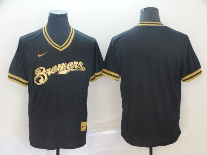 Men's Milwaukee Brewers Black Replica Blank Jersey baseball jersey product view 1