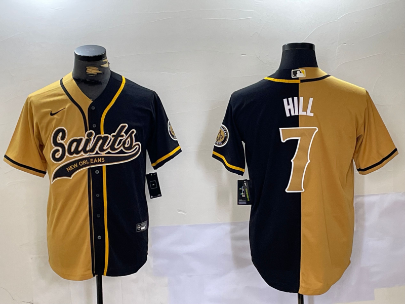 Men's New Orleans Saints Taysom Hill Yllow/Black Player Jersey football jersey product view 1