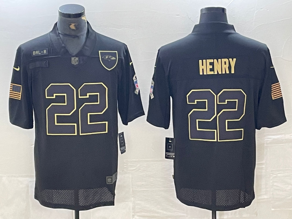Men's Baltimore Ravens Derrick Henry #22 Black Player Jersey1 football jersey product view 1