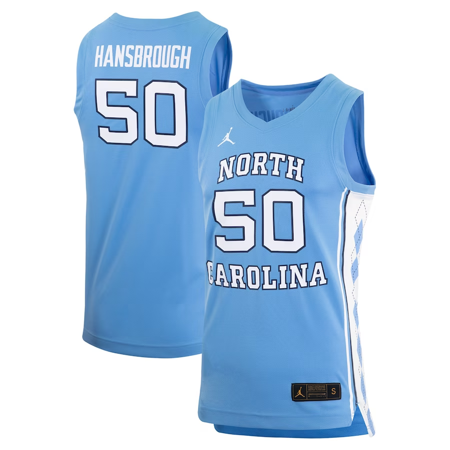 Men's North Carolina Tar Heels Tyler Hansbrough #50 Blue Player Game Jersey sports jersey product view 1