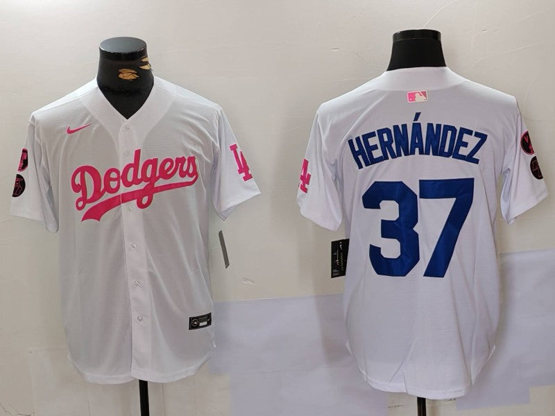 Men's Los Angeles Dodgers Teoscar Hernandez White Limited Player Jersey baseball jersey product view 1