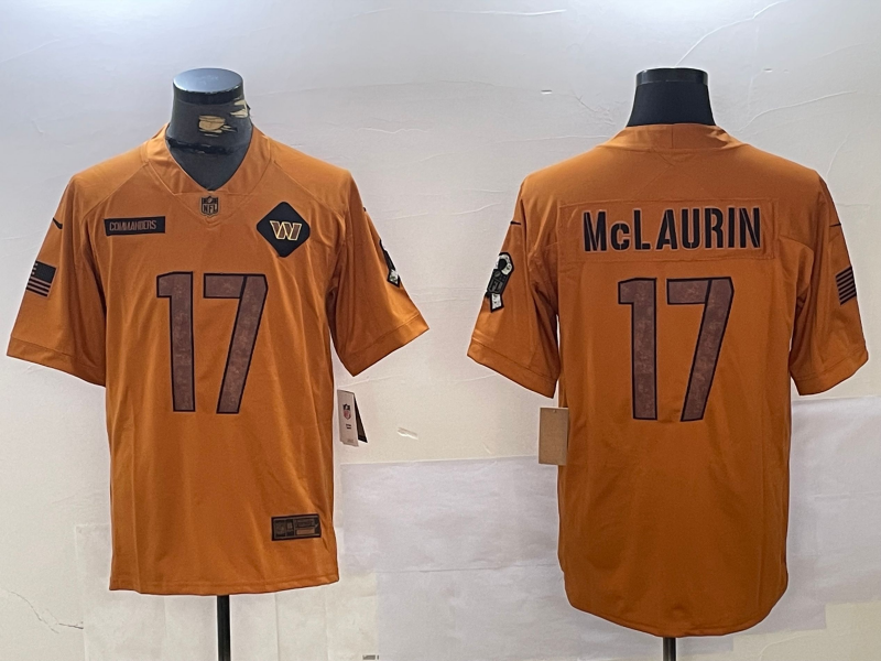 Men's Washington Commanders Terry McLaurin Brown Salute To Service Limited Jersey football jersey product view 1