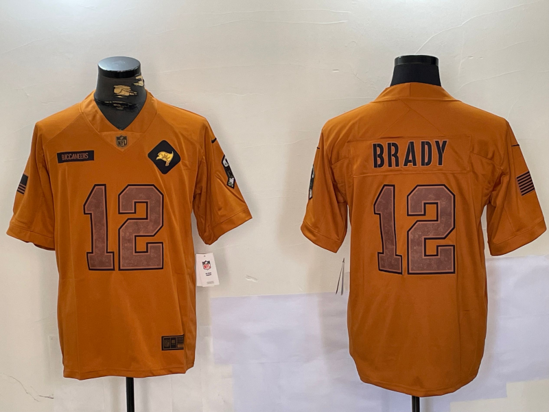 Men's Tampa Bay Buccaneers Tom Brady Brown Salute To Service Limited Jersey football jersey product view 1
