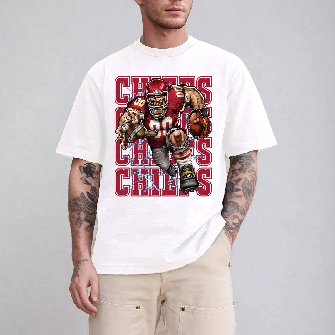Fierce Kansas City Chiefs Football Mascot Tee Design For Fan Unisex T-shirt, Sweatshirt, Hoodie, Long Sleeve Tee - T-Shirt, Sweatshirt, Hoodie