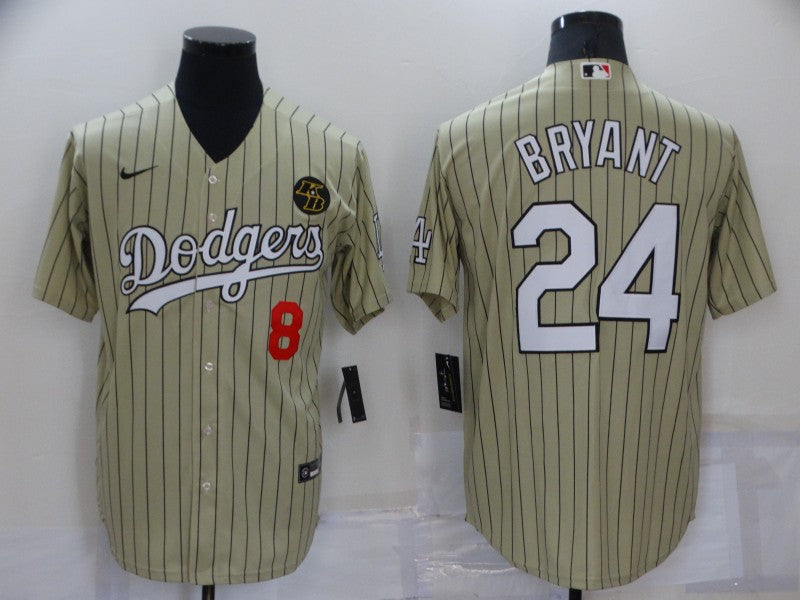 Men's Los Angeles Dodgers Kobe Bryant #8-24 Gold Replica Baseball Jersey1 baseball jersey product view 1