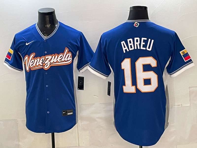 Men's Venezuela Baseball Jose Abreu #16 Royal 2026 World Baseball Classic Stadium Jersey baseball jersey product view 1