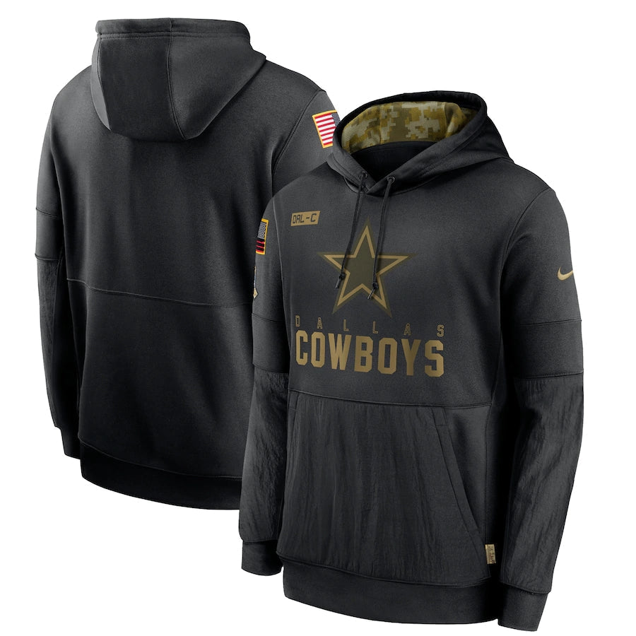 Men's Dallas Cowboys 2020 Salute to Service Hoodie Black football jersey product view 1