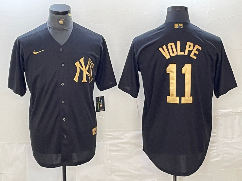Men's New York Yankees Anthony Volpe #11 Black Limited Player Jersey1 baseball jersey product view 1