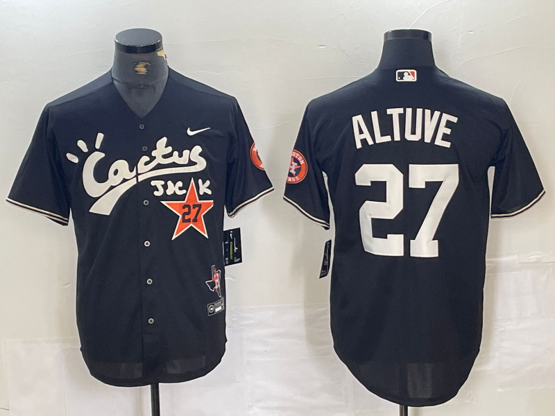 Men's Houston Astros Jose Altuve #27 Black Limited Player Jersey baseball jersey product view 1