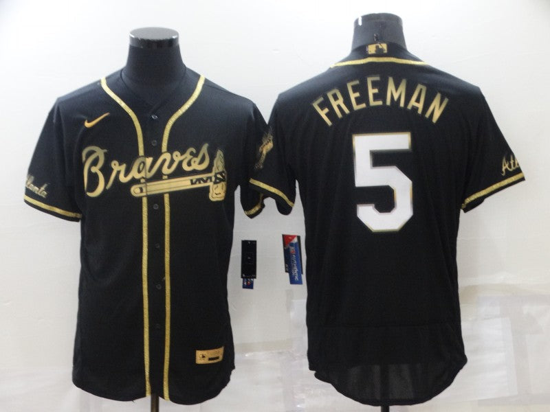 Men's Atlanta Braves Freedie Freeman Black Replica Jersey baseball jersey product view 1
