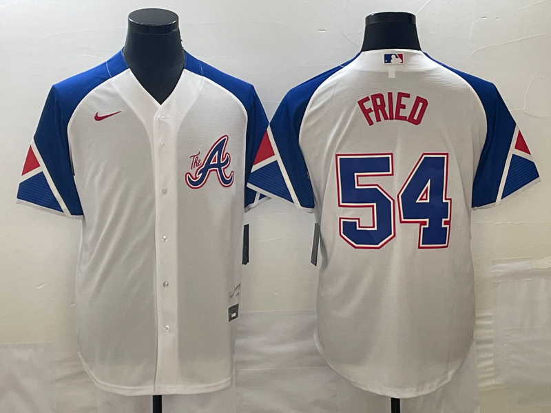 Men's Atlanta Braves Max Fried White 2023 City Connect Replica Player Jersey baseball jersey product view 1