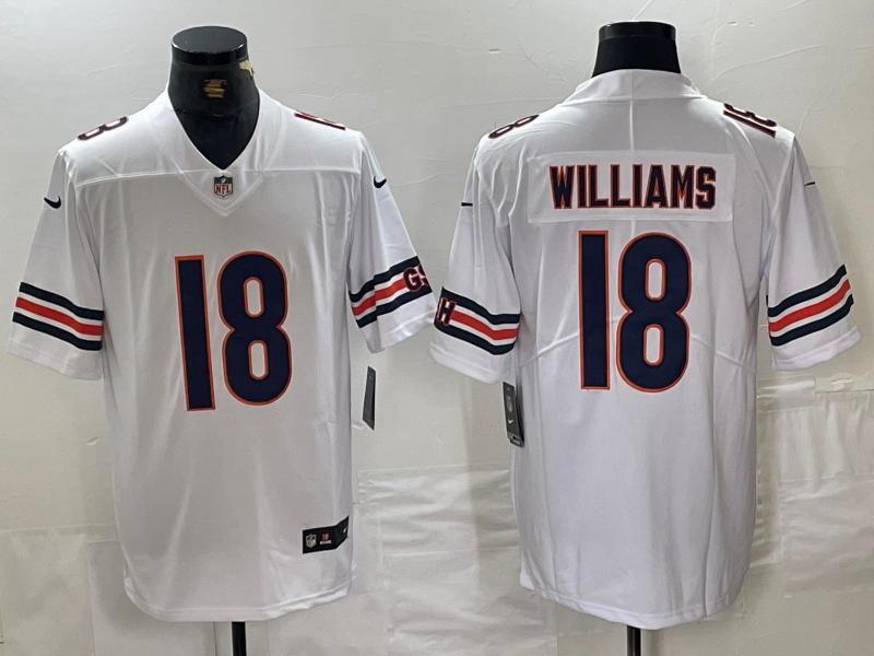 Men's Chicago Bears Caleb Williams White 2024 NFL Draft First Round Pick Player Game Jersey football jersey product view 1