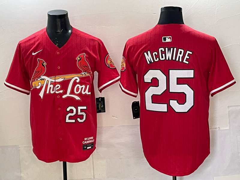 Men's St. Louis Cardinals Mark McGwire #25 Red 2024 City Connect Limited Player Jersey baseball jersey product view 1