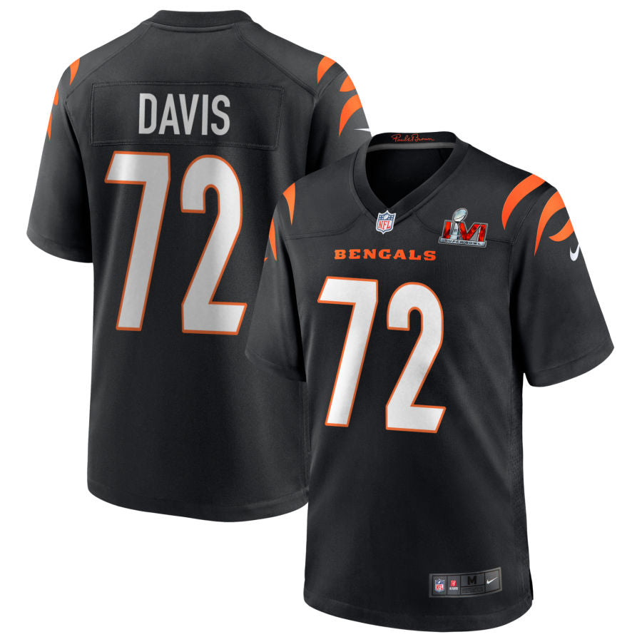 Domenique Davis Cincinnati Bengals Super Bowl LVI Game Jersey - Black football jersey product view 1