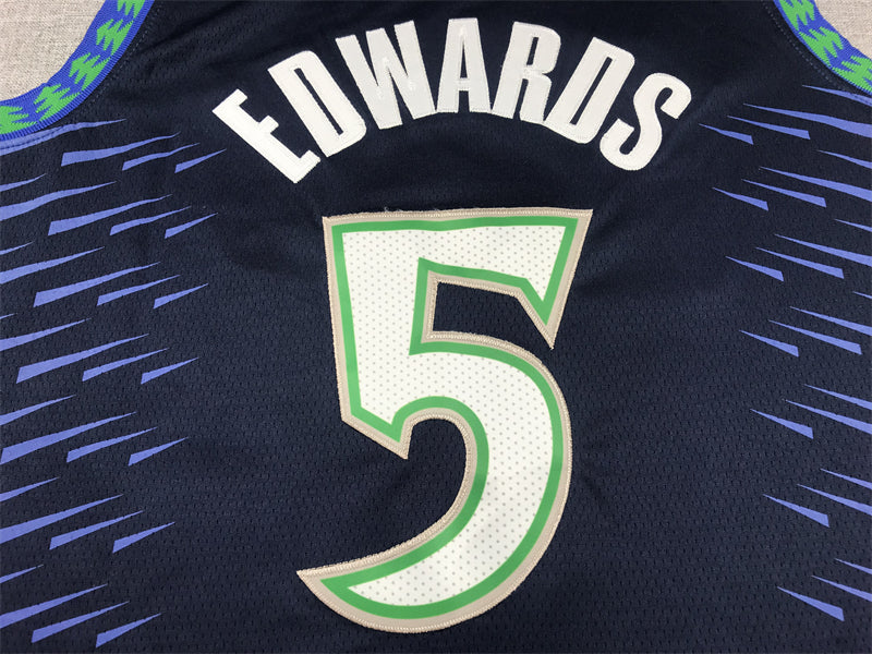 Timberwolves #5 Blue City Edition Jersey basketball jersey product view 3