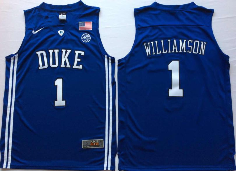 Men's Duke Blue Devils Zion Williamson Blue Game Jersey sports jersey product view 1