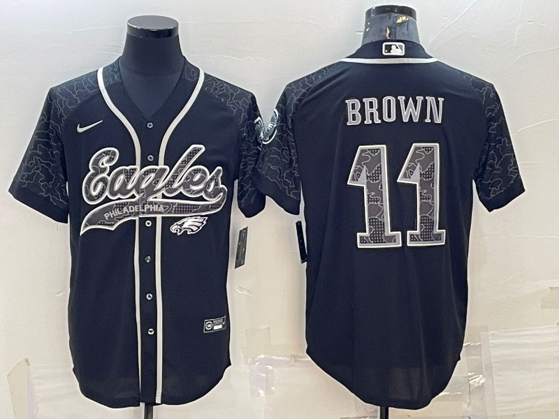 Men's Philadelphia Eagles A.J. Brown Black RFLCTV Limited Jersey Joint Edition football jersey product view 1