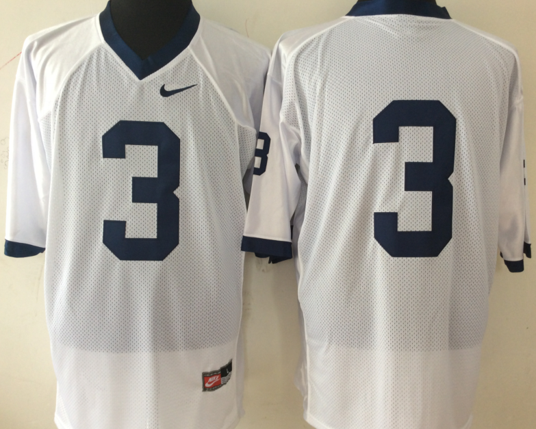 Men's Penn State Nittany Lions N/a #3 White Team Game Jersey football jersey product view 1