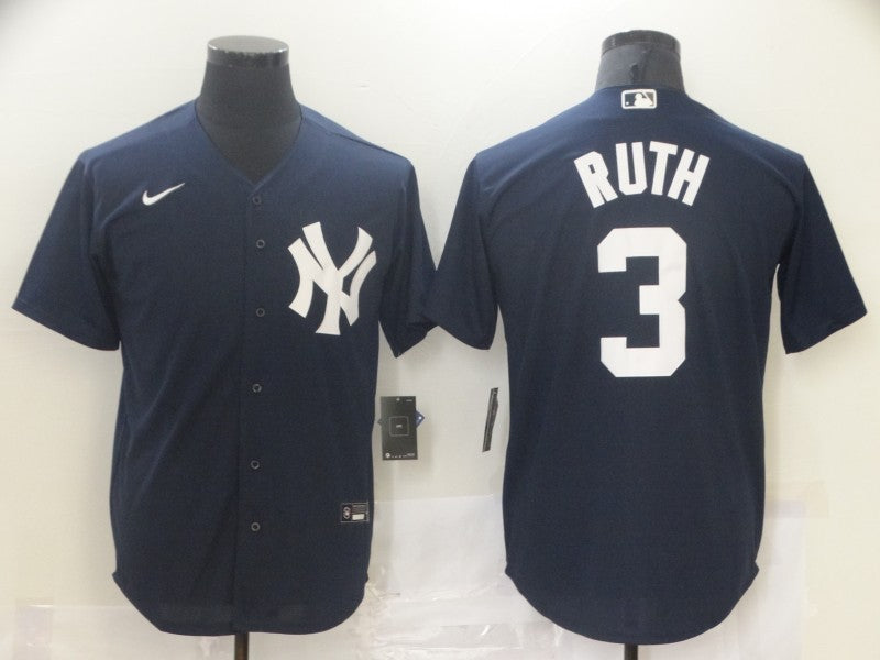 Men's New York Yankees Babe Ruth Navy Replica Baseball Jersey baseball jersey product view 1