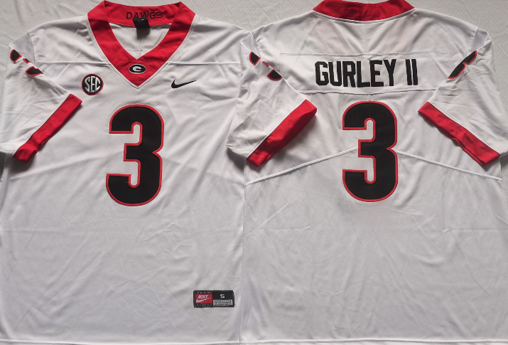 Men's Georgia Bulldogs Todd Gurley II White Player Game Jersey sports jersey product view 1