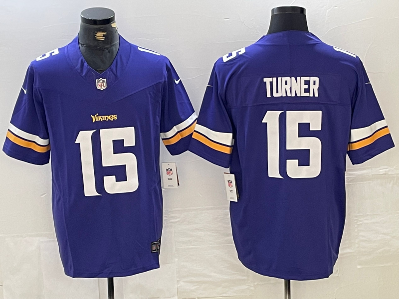 Men's Minnesota Vikings Dallas Turner Purple Player Game Jersey football jersey product view 1