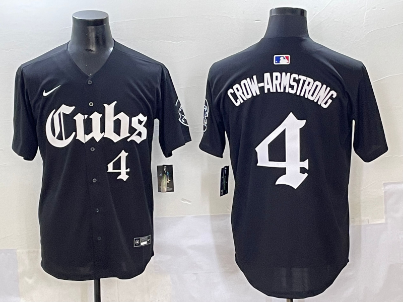 Men's Chicago Cubs Pete Crow-Armstrong Black Replica Player Jersey baseball jersey product view 1