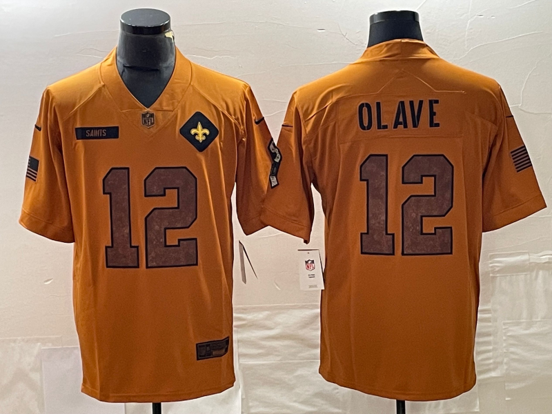 Men's New Orleans Saints Chris Olave Brown 2023 Salute To Service Limited Jersey football jersey product view 1
