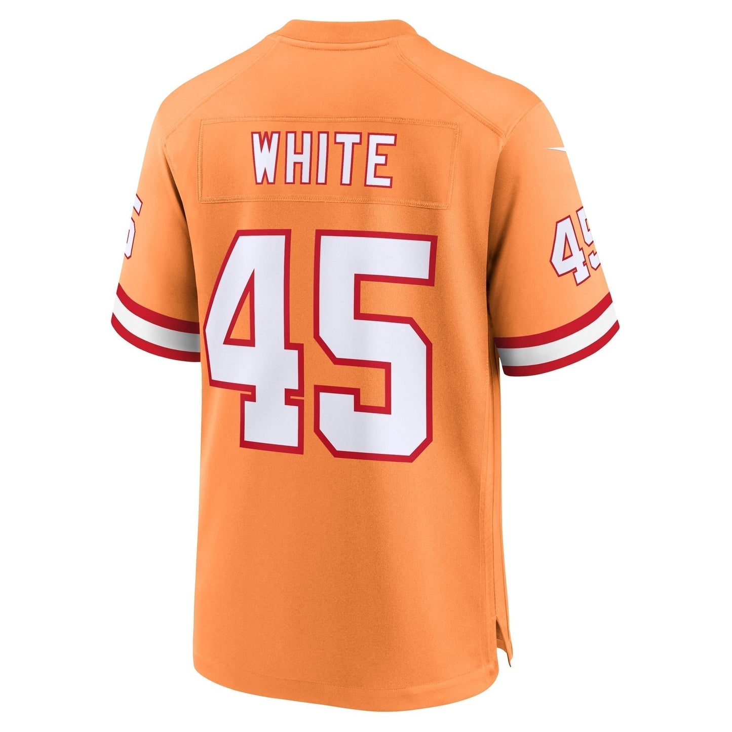 Devin White Tampa Bay Buccaneers Throwback Game Jersey - Orange football jersey product view 3
