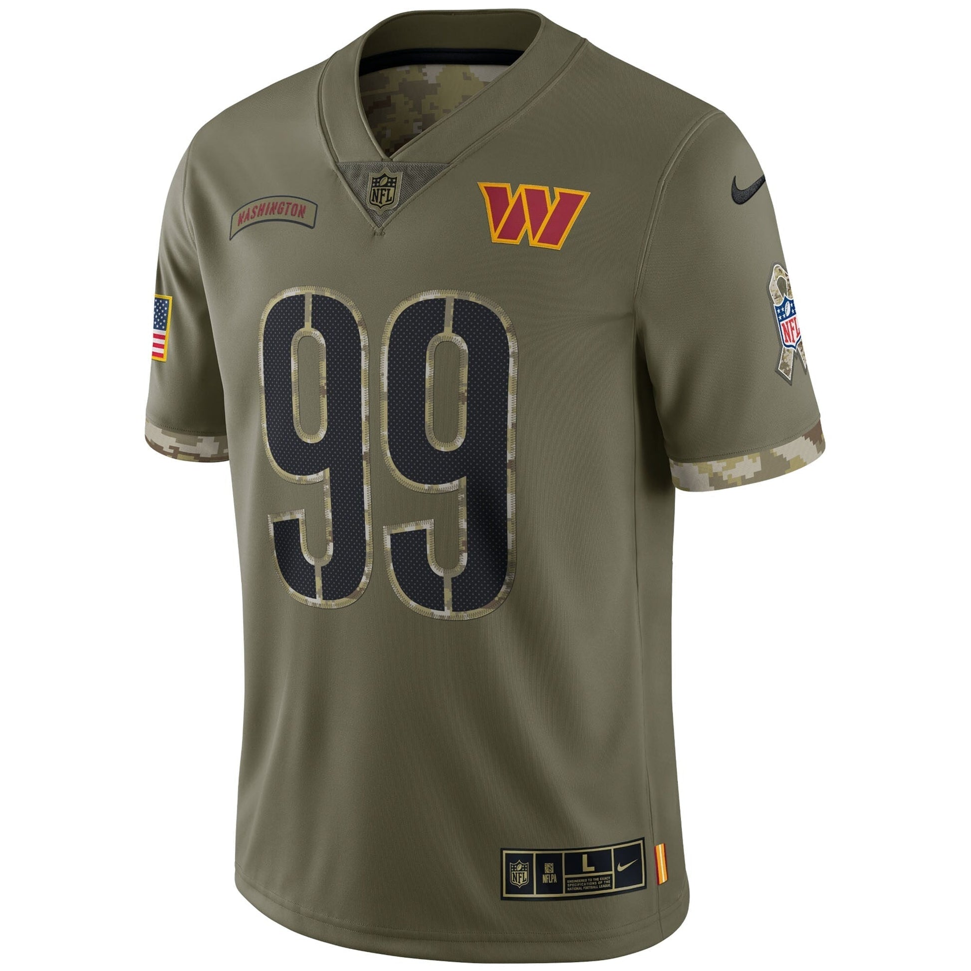 Chase Young Washington Commanders 2022 Salute To Service Limited Jersey - Olive football jersey product view 2