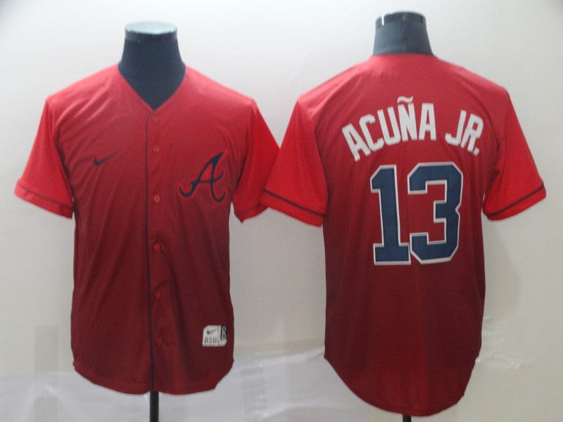 Men's Atlanta Braves Ronald Acuna Jr. #13 Red Replica Player Jersey baseball jersey product view 1