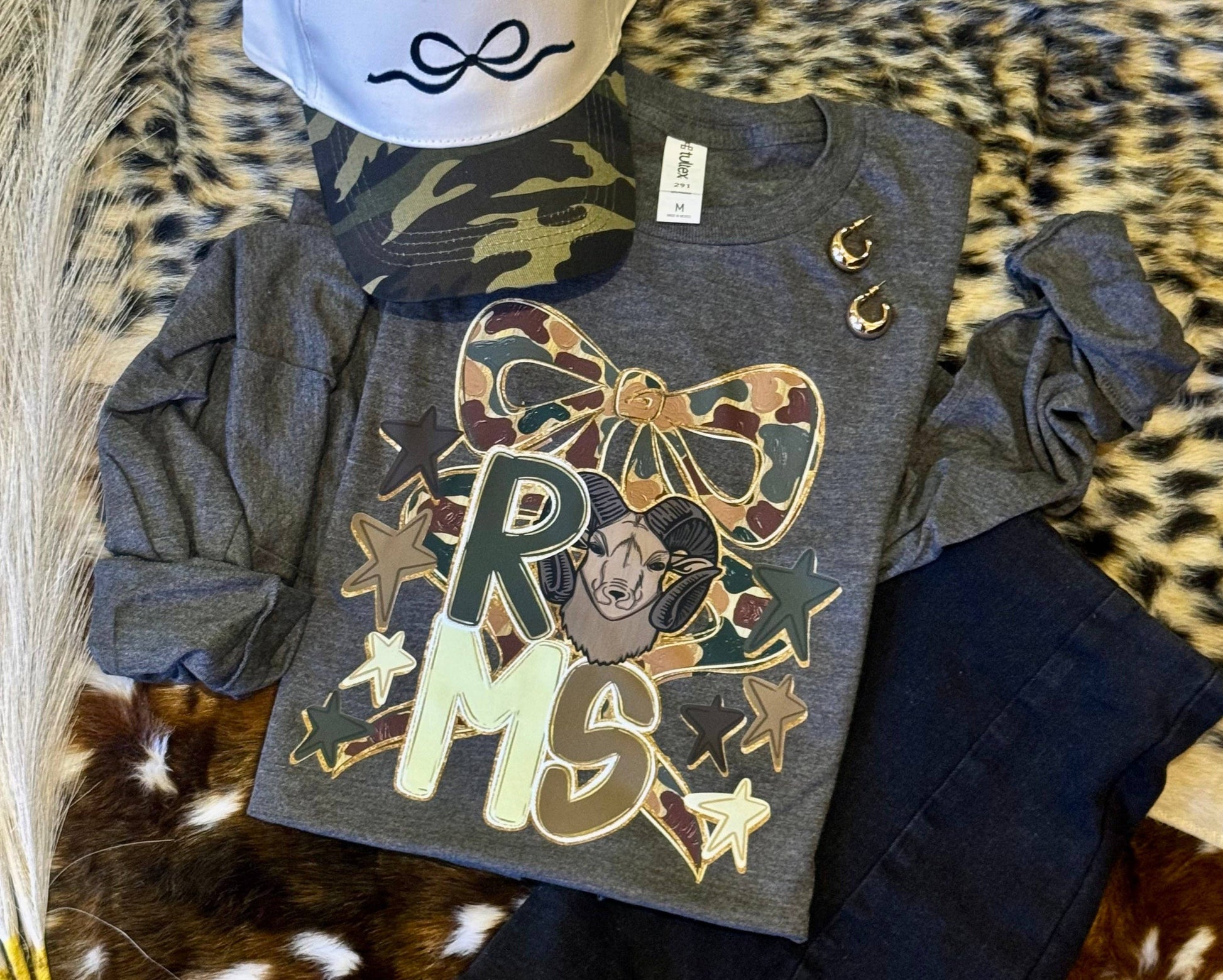 Rams Camo Bow Tee / Long Sleeve Unisex T-shirt, Sweatshirt, Hoodie, Long Sleeve Tee - T-Shirt, Sweatshirt, Hoodie