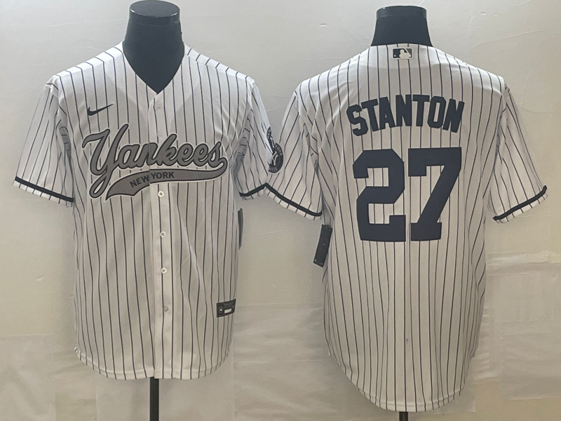 Men's New York Yankees Giancarlo Stanton White Game Jersey Joint Edition baseball jersey product view 1