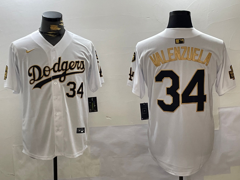 Men's Los Angeles Dodgers Fernando Valenzuela White Team Game Jersey baseball jersey product view 1