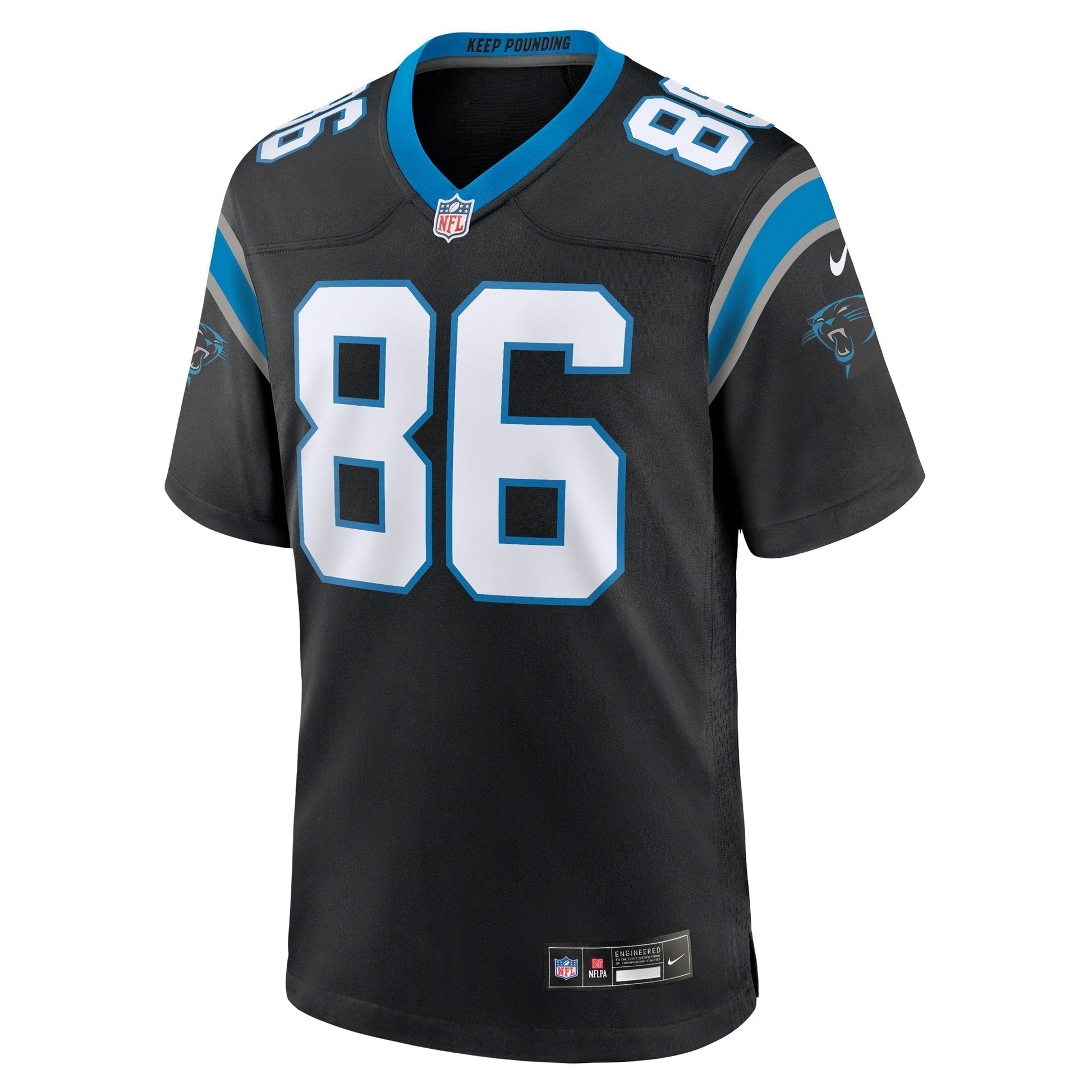 Mike Strachan Carolina Panthers Game Jersey - Black football jersey product view 2