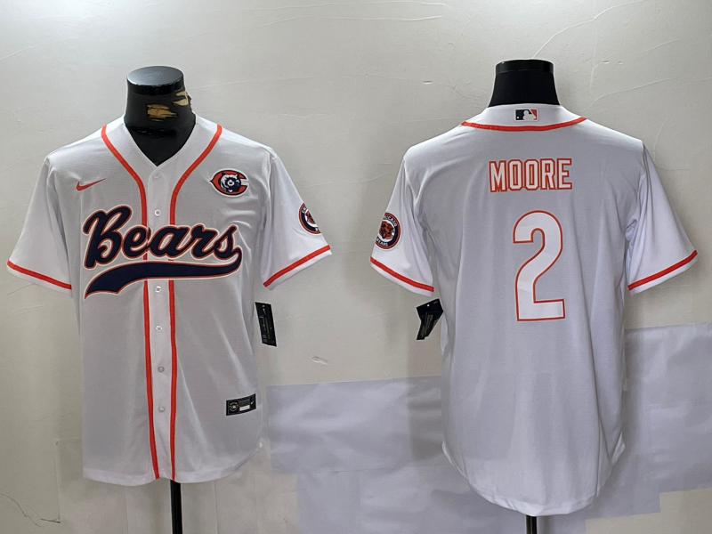 Men's Chicago Bears D.J. Moore #2 White Game Jersey1 football jersey product view 1